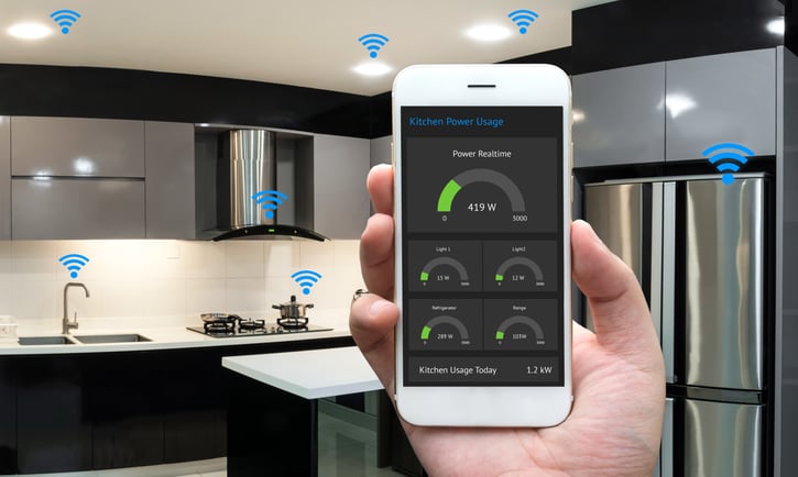 IoT connected home appliances controlled by a mobile phone IoT connected home appliances controlled by a mobile phone