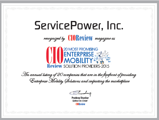 ServicePower named to Top 20 Enterprise Mobility Providers